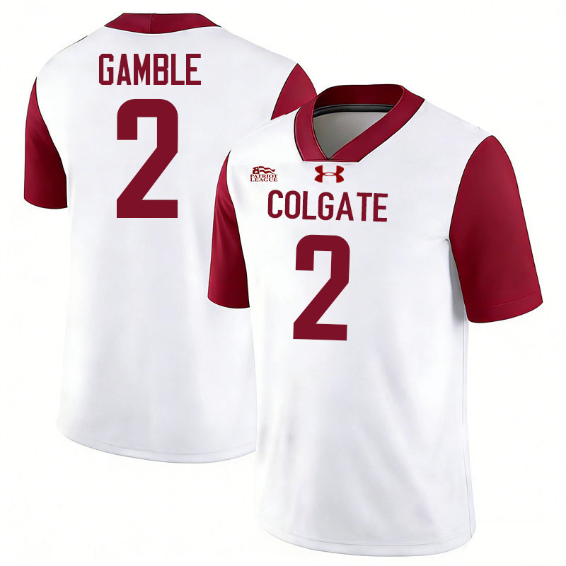 Colgate Raiders #2 Kenny Gamble College Football Jerseys,Uniforms-White